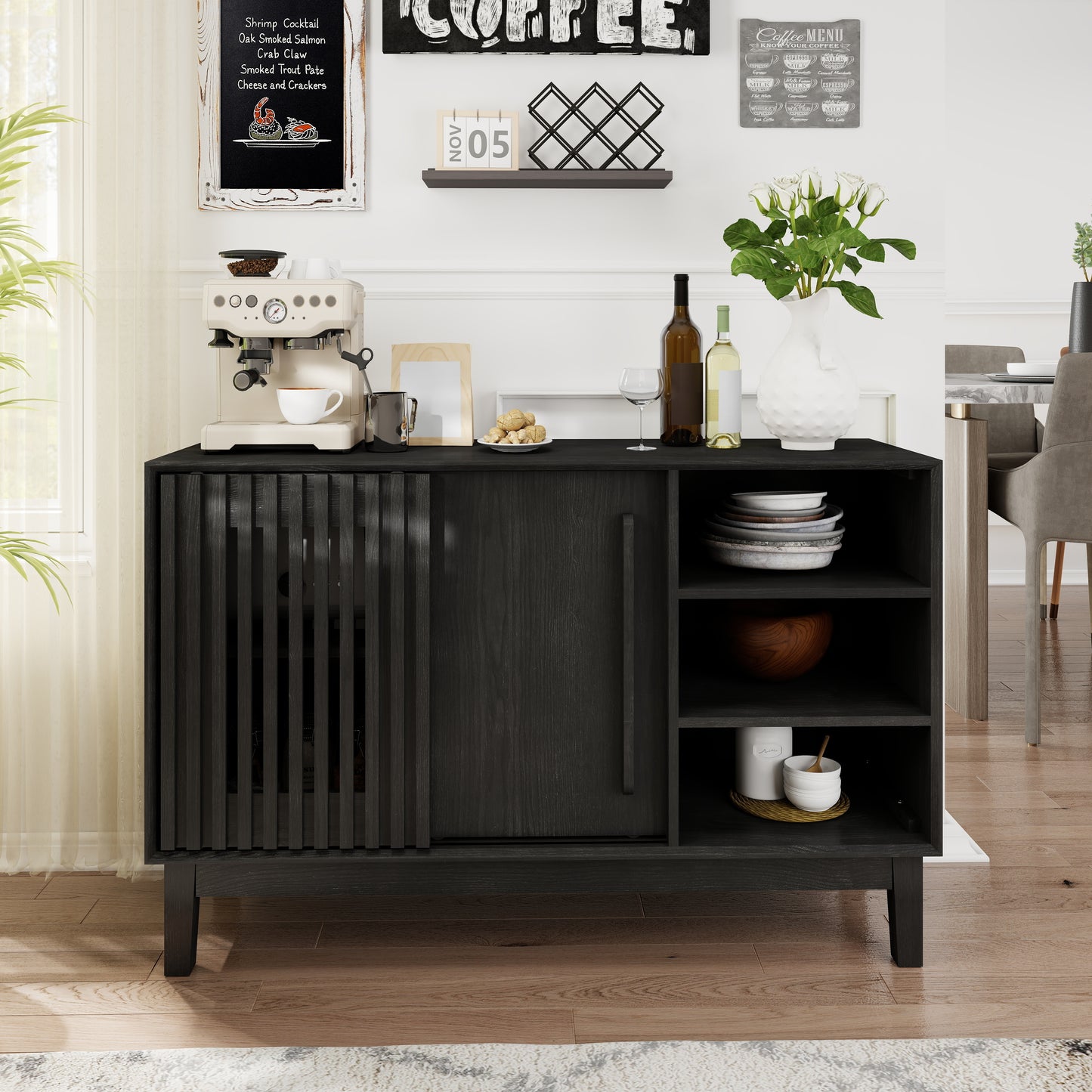 GOMYHOME black sideboard cabinet for modern home storage
