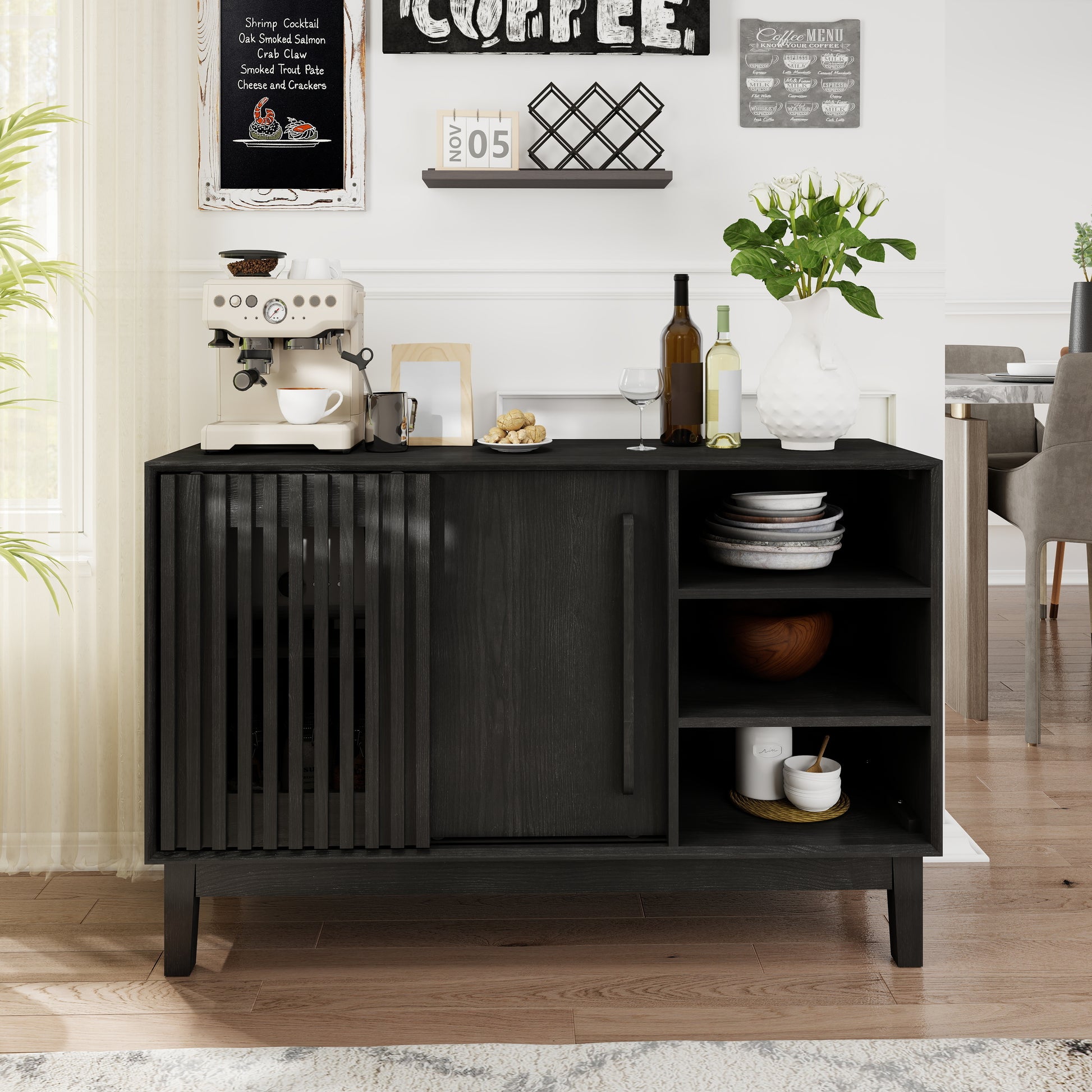 GOMYHOME black sideboard cabinet for modern home storage