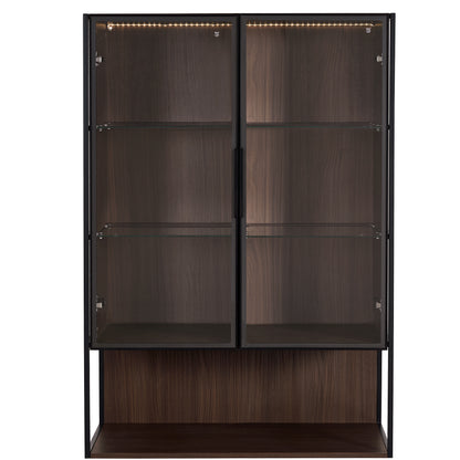 GOMYHOME Black + Dark Walnut Storage Cabinet for Organized Homes