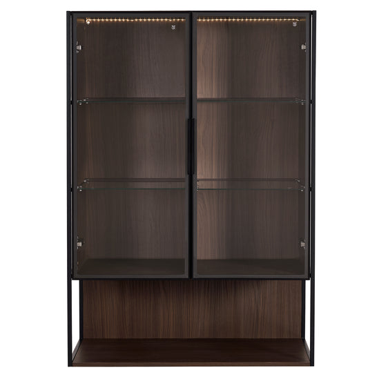 GOMYHOME Black + Dark Walnut Storage Cabinet for Organized Homes
