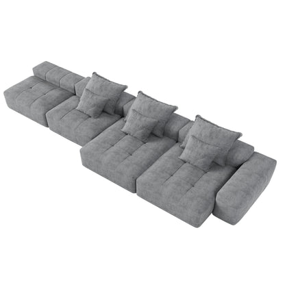 GOMYHOME Grey 6-Piece Oversized Chenille Modular Sectional Sofa