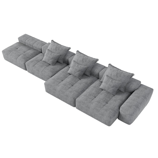 GOMYHOME Grey 6-Piece Oversized Chenille Modular Sectional Sofa