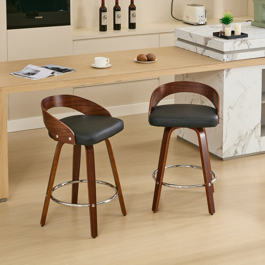 GOMYHOME black pu faux leather counter stool set of 2 for modern home seating