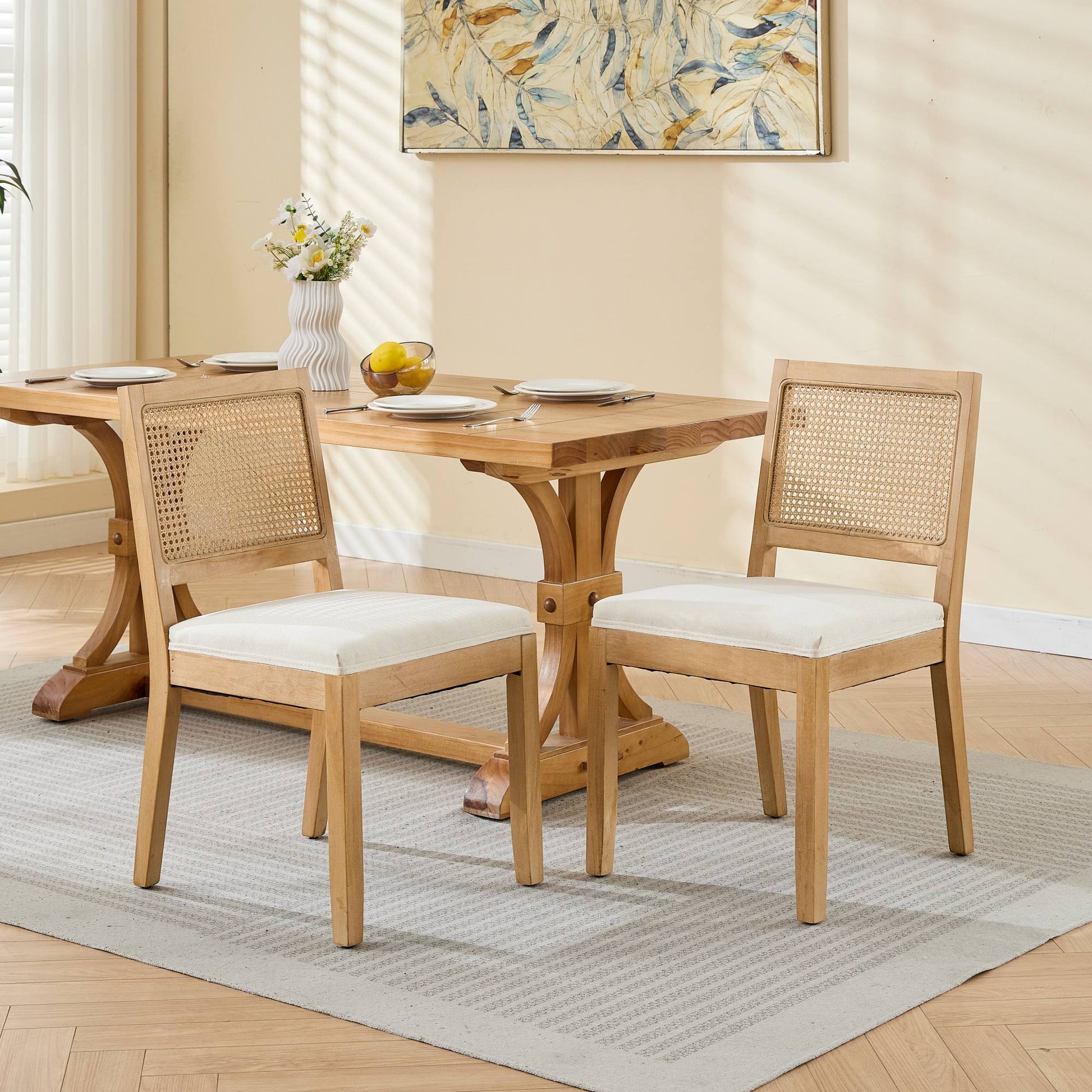 GOMYHOME beige linen dining chair set of 2 for modern home seating