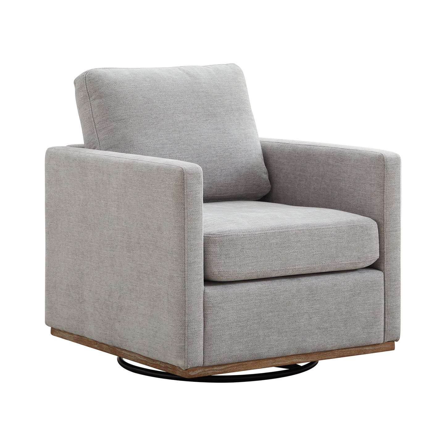 GOMYHOME Modern Swivel Accent Chair, Light Gray Upholstered Fabric Armchair with Wood Base