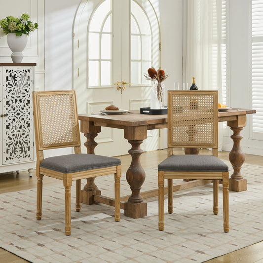 GOMYHOME Gray Set Of 2 Modern Upholstered Dining Chairs