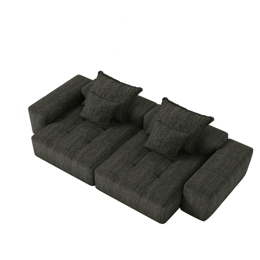 GOMYHOME Black 4-Piece Chenille Modular Sectional Sofa with 2 chaise lounges and 2 armrests