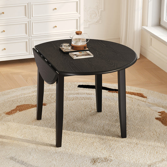 GOMYHOME Black Extendable Folding Round Dining Table in Black for Dining Room