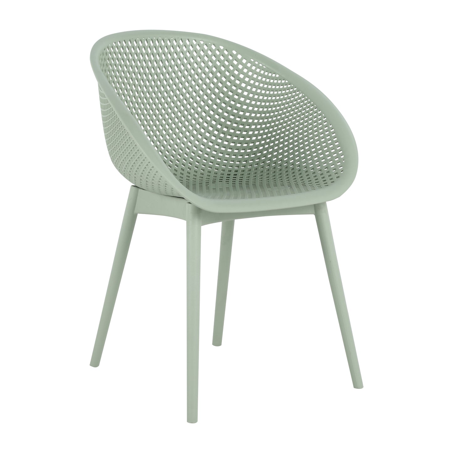 GOMYHOME 2-Pack Modern Mesh Lounge Chairs, Indoor Outdoor PP Plastic Patio Dining Chairs, Pale Green