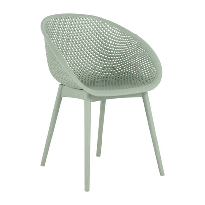 GOMYHOME 2-Pack Modern Mesh Lounge Chairs, Indoor Outdoor PP Plastic Patio Dining Chairs, Pale Green
