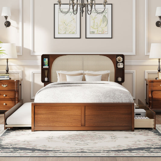 Twin Daybed with Trundle, Upholstered Sofa Bed Frame for Bedroom & Guest Room