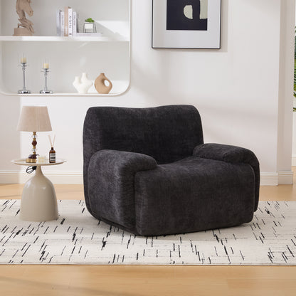GOMYHOME 42-Inch Black Chenille Accent Chair with Arms for Living Room
