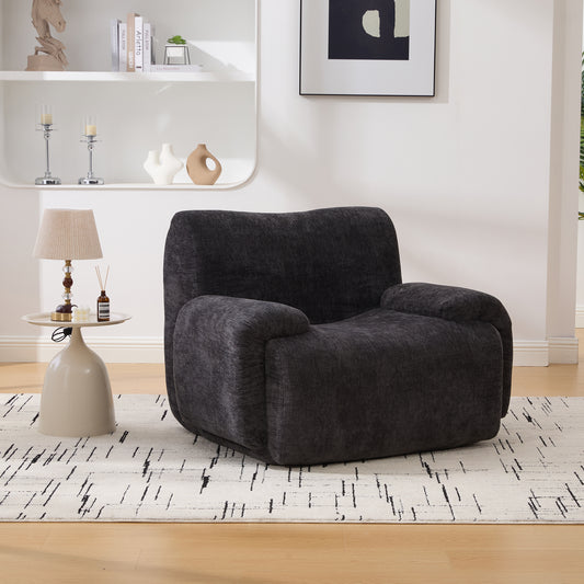 GOMYHOME 42-Inch Black Chenille Accent Chair with Arms for Living Room