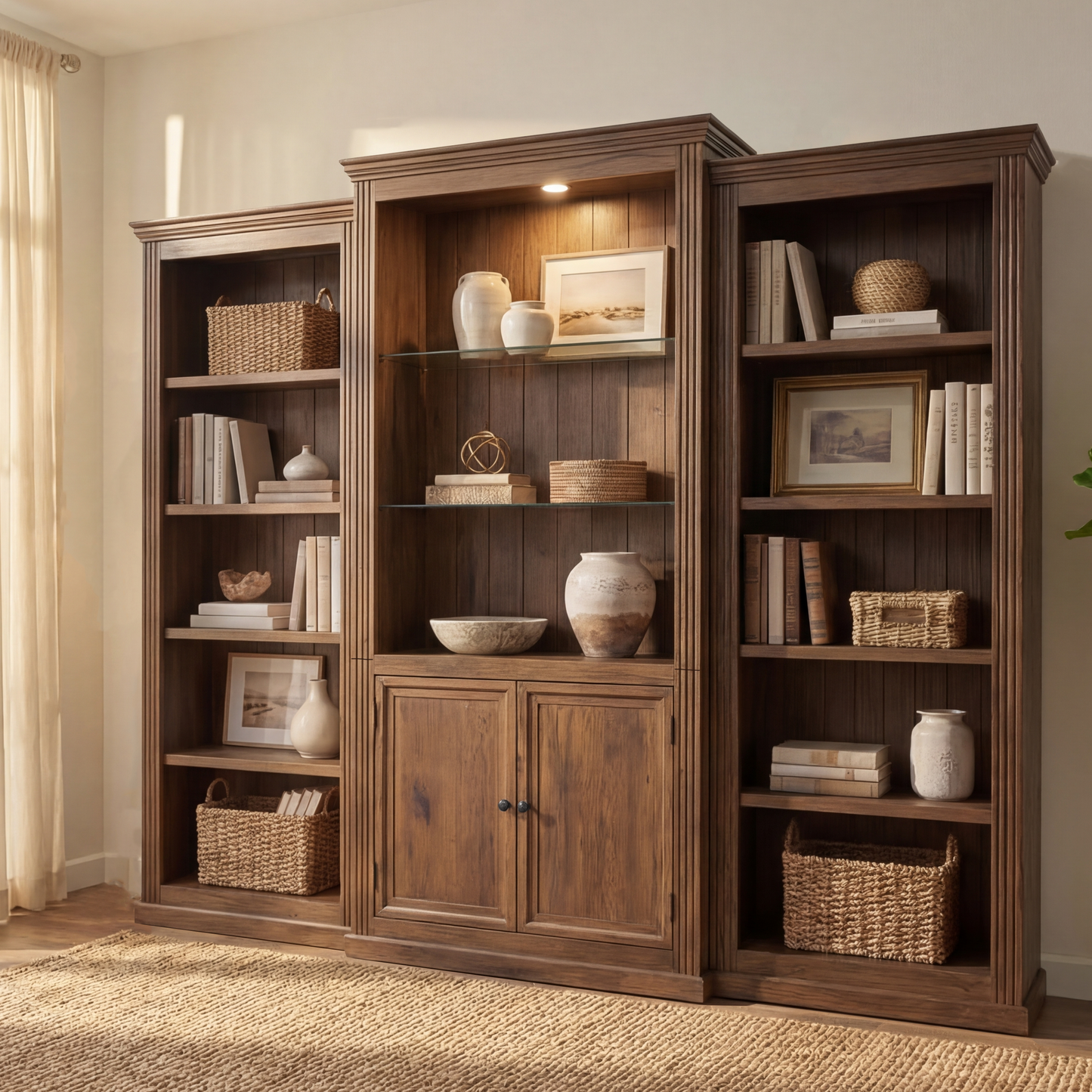 GOMYHOME Brown and Walnut Storage Cabinet Set of 4 for Organized Homes
