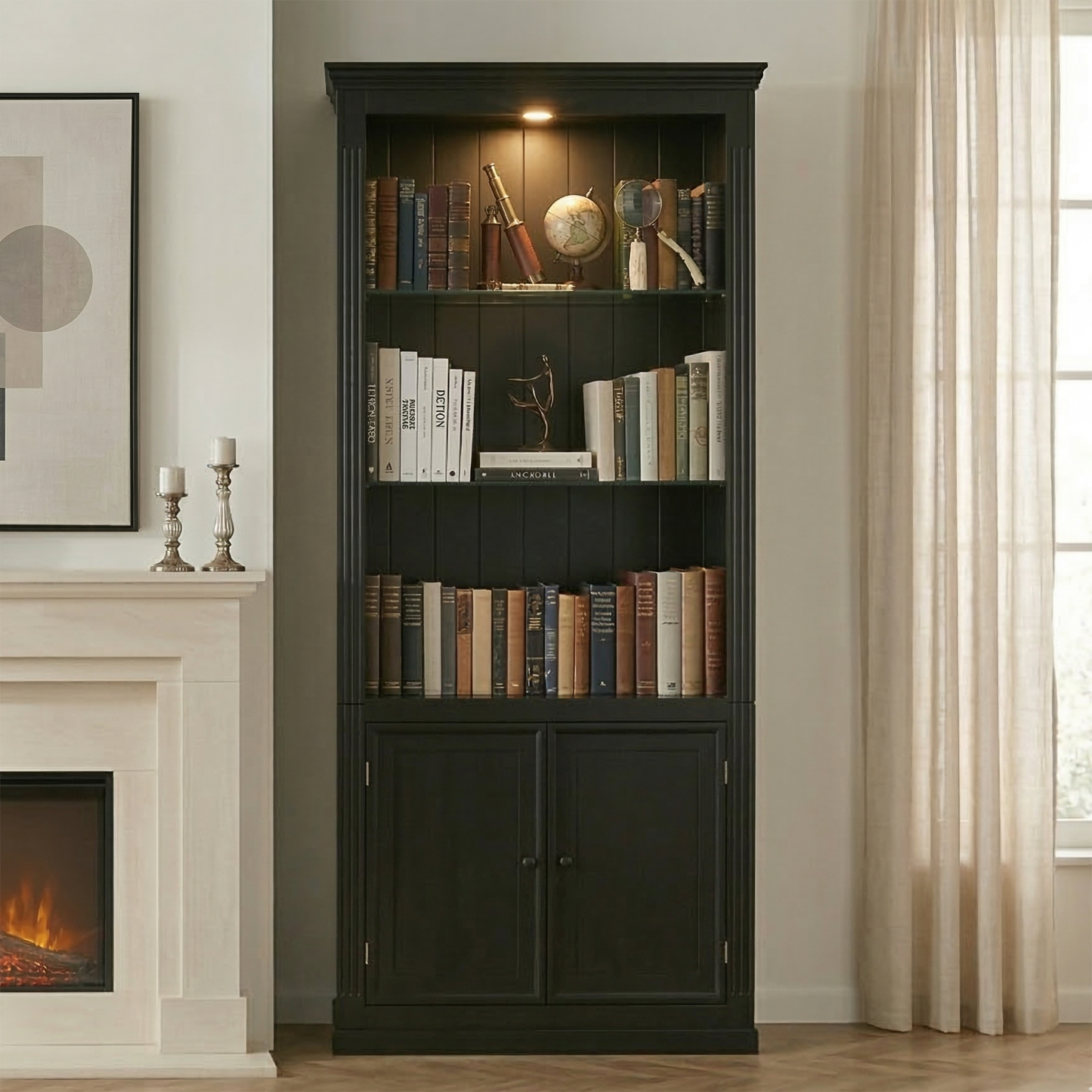 GOMYHOME Black Storage Cabinet Set of 2 for Organized Homes with Practical Modern Style