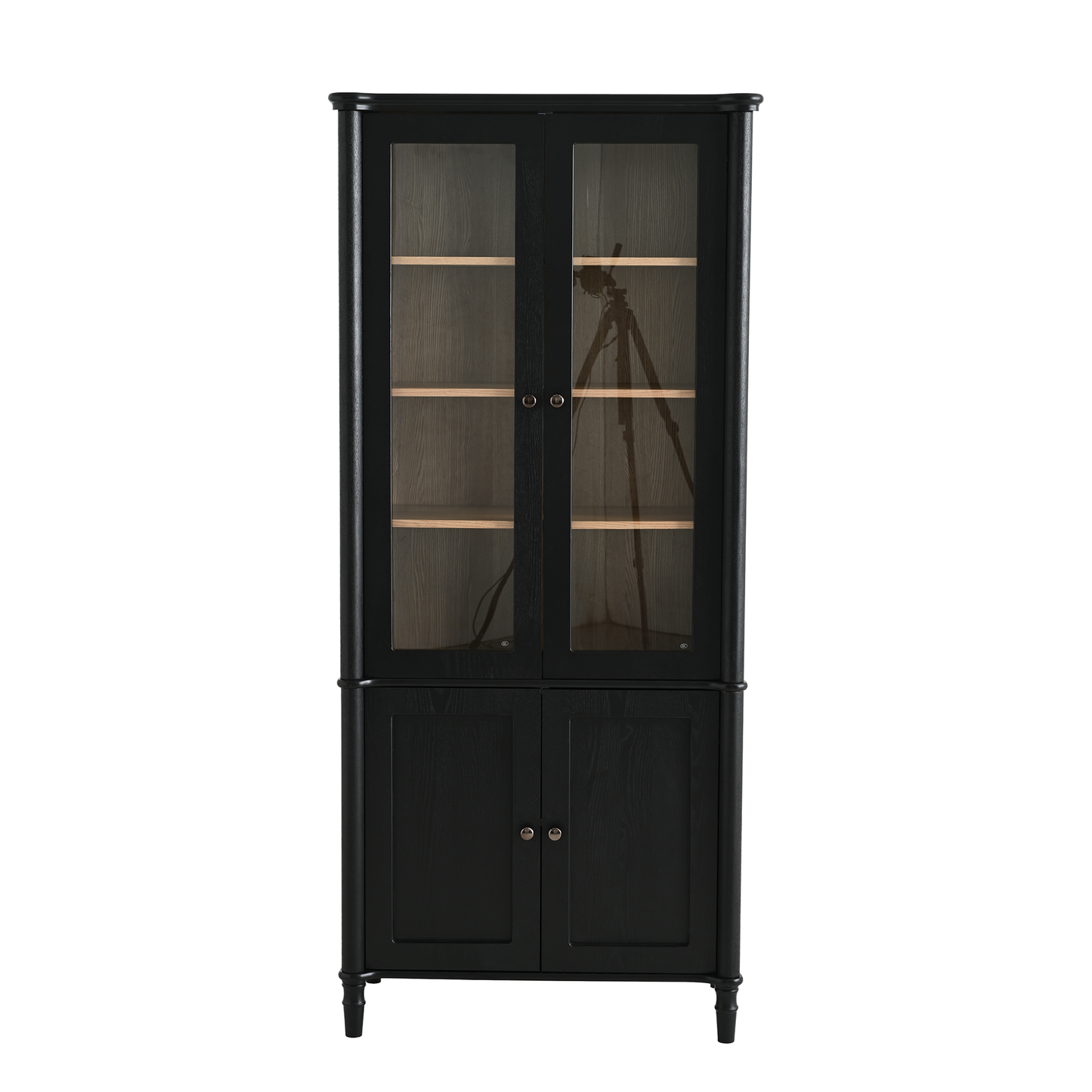 GOMYHOME Black and Natural Storage Cabinet Set of 2 for Organized Homes