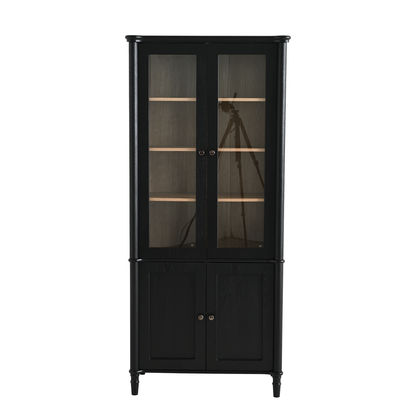 GOMYHOME Black and Natural Storage Cabinet Set of 2 for Organized Homes