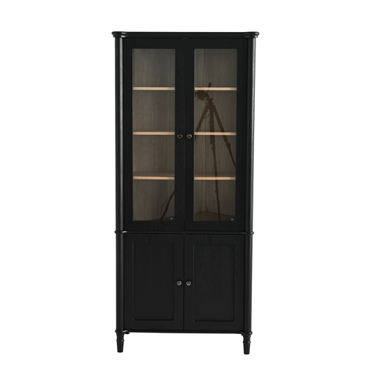 GOMYHOME Black and Natural Storage Cabinet Set of 2 for Organized Homes