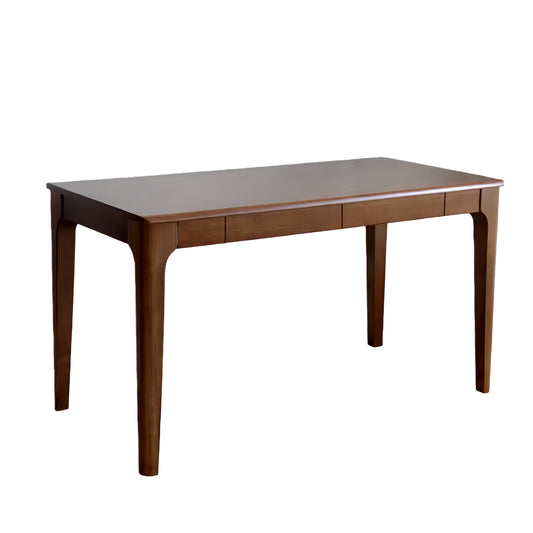 GOMYHOME Solid Wood Desk with Drawers, for Compact Home Office Study, Smooth Edge Design,  Walnut Color, Solid Wood