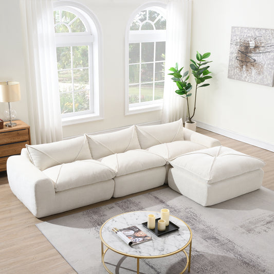 GOMYHOME [VIDEO]116'' Fully Compressed Sofa with High Density Foam, Integrated Backrest&Seat