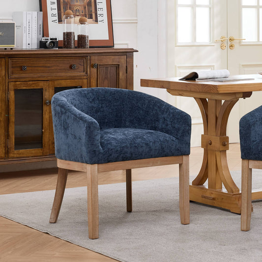 GOMYHOME Natural Mid-Century Modern Chenille Barrel Accent Chair, Single Chair