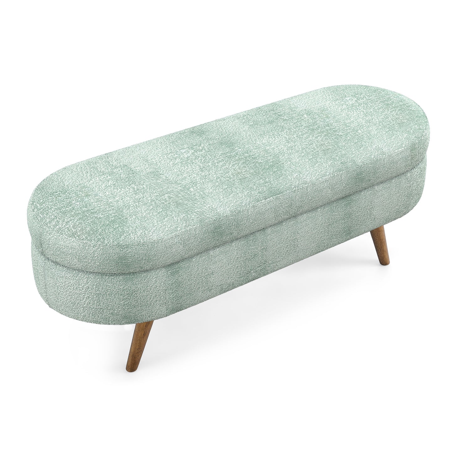 GOMYHOME Gray Oval Storage Bench with Rubber Wood Legs, 43.5 Inch
