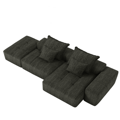 GOMYHOME Black 2-Piece Curved Sofa and Accent Chair Living Room Set
