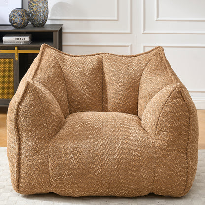 GOMYHOME coffee chenille bean bag chair with foam core for modern living room lounging
